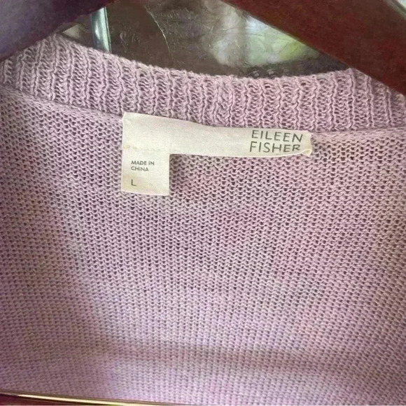Eileen fisher 100% linen size large lavender mauve 3/4 length cardigan mint cond - Picture 4 of 11